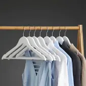 Songmics Houten kleerhangers, set van 20, kleerhangers, antislip, 360° draaibaar, wit/zilver