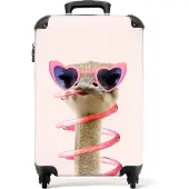 NoBoringSuitcases.com - Koffer kind struisvogel - Kinder rolkoffer roze - 55x35x25