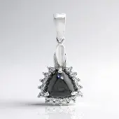 Cavill - Zilveren Hanger - 925 Sterling Zilver met 2,73 ct Zwarte Hematiet Triljant Cabochon en 0,255 ct Witte Topaas - Modern Elegant Sieraad