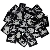 Superstar Glitter tattoo's sjablonen | 24 stuks | | halloween (zwart en wit)