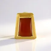 Cavill - Zilveren hanger - 925 Sterling zilver verguld - Rode onyx 9,206 ct fancy cabochon - Rechthoekig modern elegant Indiaas edelsteen sieraad