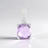 Cavill - Zilveren Hanger - 925 Sterling Zilver - Lavendel Amethist 1,43 ct - Antiek Kussen Dambord Slijpsel Vierkant Elegant