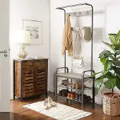 Bobbel Home - Kapstok Met Schoenenrek - 9 Haken - Bruin/Zwart