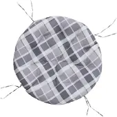 vidaXL Zitkussen rond ruitpatroon Ø 100x11 cm oxford stof grijs
