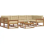 vidaXL Buiten bank set 7 st Natuurlijk en Beige