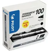 Pilot Permanent marker Fijn Ronde punt 1 mm Zwart 20 Stuks