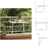 vidaXL Balkontafel, wit, 60x40 cm, staal - Tuintafels