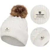 Peterson Serie - Winterhoed - Natuurlijke Pompon - Wit - Comfortabel