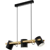 Eglo 43045 Hornwood Hanglamp Staal Zwart Creme/Hout Bruin- 3 x E27