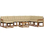 vidaXL Buiten bank set 9 st Natuurlijk en Beige