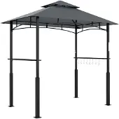 Outsunny - Barbecuepaviljoen - met 8 Haken - Polyester - Donkergrijs