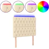 vidaXL Hoofdbord LED 100x7x118/128 cm stof crèmekleurig