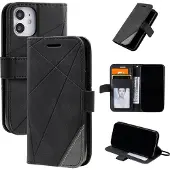 Mobigear Rhombus Bookcase voor Apple iPhone 12 Mini - Zwart