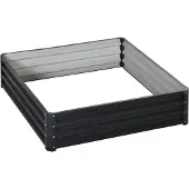 Outsunny Bedplantenbak met stalen kast grijs 120 x 120 x 30 cm