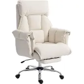 HOMCOM Bureaustoel-Sneeuwflanel (100 % Polyester)-80L x 80B x 106-114H cm-Crème Wit