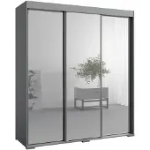 Mzm24 Schuifdeurkast met spiegel, model Como 3D3L, 180 cm, grijs