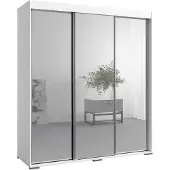 Mzm24 Schuifdeurkast met spiegel, model Como 3D3L, 180 cm, wit
