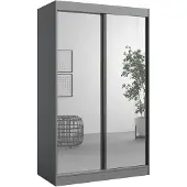 Mzm24 Schuifdeurkast met spiegel, model Como 2D2L, 120 cm, grijs