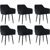 Mevsim Store Noble Eetkamerstoelen - Zwart - Set van 6 - Velvet
