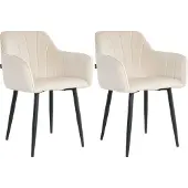 Mevsim Store Rio Eetkamerstoelen - Creme - Set van 2 - Velvet