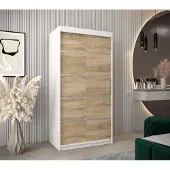 Minio Kledingkast 100 cm, model VERONA 1, wit mat / Sonoma