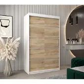 Minio Kledingkast 120 cm, model VERONA 1, wit/sonoma