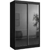 Mzm24 Schuifdeurkast Como 2D 120, zwart (Lacobel)