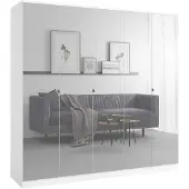 Mzm24 Kledingkast met spiegel, Monza 5D, 200 cm, wit