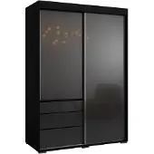 Mzm24 Kledingkast met lades, model Torino 2D, 140 cm, zwart (lacobel)