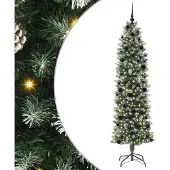 Syfax Kunstmatige slanke kerstboom met 300 LED Groen en Wit 240 cm