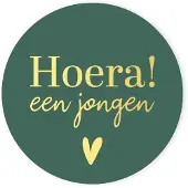 Kassaplan Stickers Hoera Een Jongen Ø40mm 250st Groen groen Papier