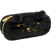 Astra Gepolsterde pennenetui met binnenzak, model Fluffy Kitty, zwart, merk AstraBag, type