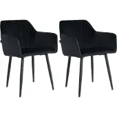 Mevsim Store Rio Eetkamerstoelen - Zwart - Set van 2 - Velvet