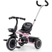 Milly Mally Axel kinderdriewieler met duwstang roze - Driewieler
