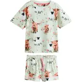 Next Korte pyjama lichtbruin / pastelgroen / pitaja roze / zwart