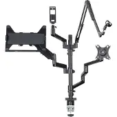 Hama Monitorarm - 4 armen - in hoogte verstelbaar - zwenk, kantelbaar - voor streamingsetup - Zwart