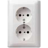 Gira Dubbele wandcontactdoos met randaarde en steekklemmen zuiver wit glanzend