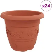 vidaXL Ronde Bloempot 24 st Baksteenrood Ø 34 x 28 cm Kunststof