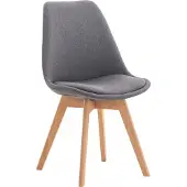 CLP Linares Eetkamerstoel - Design Keukenstoel - Scandinavisch Kuipstoel - Houten Poten Stof/grijs