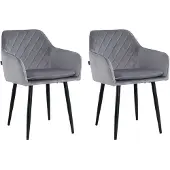 Mevsim Store Noble Eetkamerstoelen - Grijs - Set van 2 - Velvet