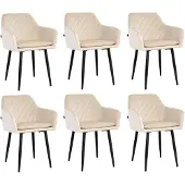 Mevsim Store Noble Eetkamerstoelen - Beige - Set van 6 - Velvet