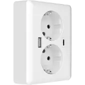USB 2U-449221 Inbouwdoos Met -C, Met -laaduitgang Wit (glanzend)