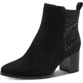 Marco Tozzi Dames enkellaarsjes met blokhak, elegant, zwart, maat 38 EU