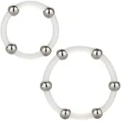 California exotic novelties SET STEEL BEADED COCKRINGS