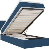 vidaXL Bed met matras 90x200 cm stof blauw