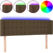 vidaXL Hoofdbord LED 147x16x78/88 cm stof donkerbruin