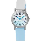 Q&Q VS49J006Y - Horloge - Analoog - Kinderen - Unisex - Plastic band - Rond - Cijfers - Walvis - Kunststof - Sport - Grijs - Lichtblauw - Wit - 10 ATM