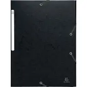 Exacompta 25x Scotten Elastomap + 3 kleppen in gewafeld glanskarton 600g/m2 - A4 - Zwart - 55951E