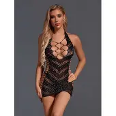 Christine le Duc - Dress Glitter Amethille - Zwart