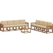 vidaXL Buiten bank set 9 st Natuurlijk en Beige